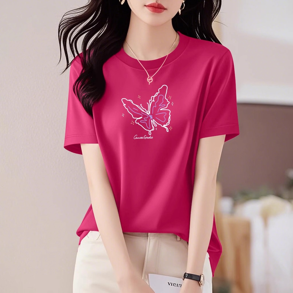 纯棉短袖t恤女设计印花学生体恤