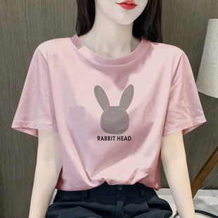 夏圆领欧货短袖 即墨黑色新款 T恤女打底显瘦百搭休闲正肩上衣ins潮