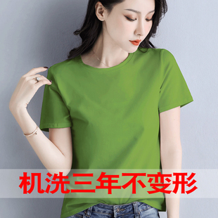 夏季 即墨新款 百搭显瘦上衣纯色打底衫 宽松正肩纯棉短袖 T恤女时尚