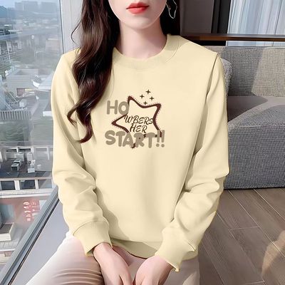 奢华大牌100%纯棉时尚印花卫衣女