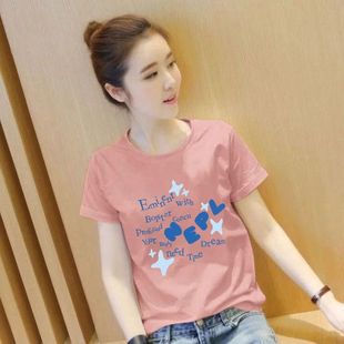 一线大牌外贸专柜夏季 百搭宽松显瘦上衣服 正肩纯棉短袖 t恤女时尚