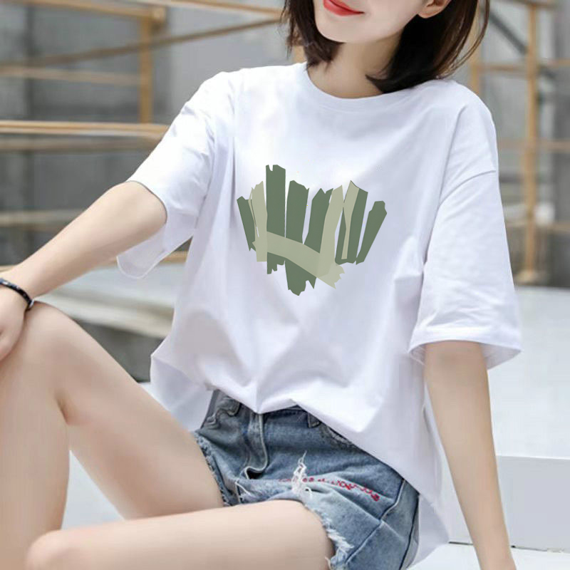 薄款不起球纯棉女韩版短袖印花
