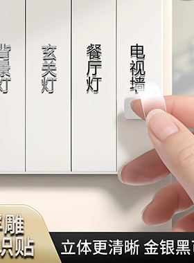 更高级了！浮雕开关贴~灯开关标识贴撕膜留字贴纸