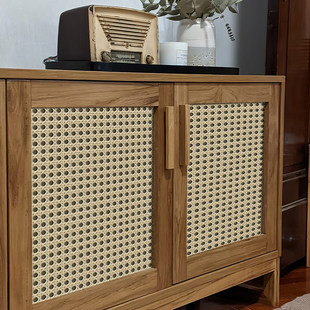 仿藤编贴纸柜子翻新改造复古衣柜橱柜柜门贴画中古风美化家具墙纸