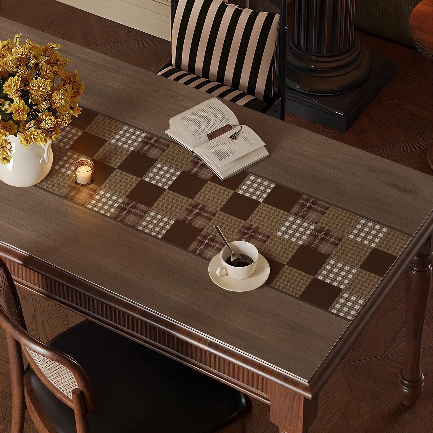 高级感仿木纹餐桌垫防水防油防烫免洗桌布茶几保护垫长条台面垫子,居家布艺,桌布,淘宝优惠券,粉丝福利购,淘宝优惠卷