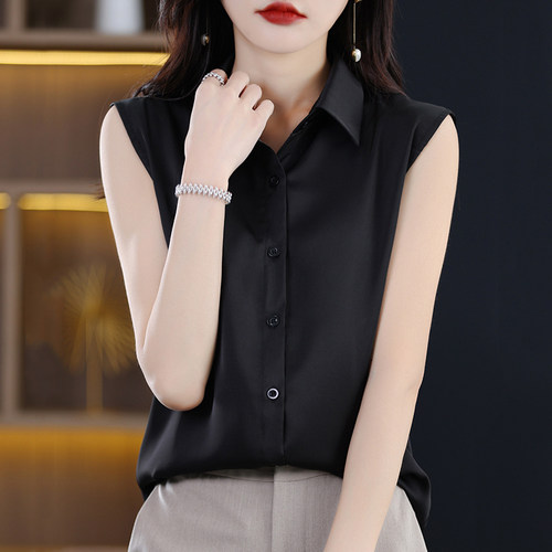 新款无袖打底衬衫百搭立领毛衣衬衫工作装职业假衣领上衣假领子女