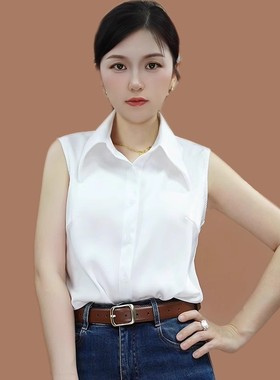 polo领无袖衬衫女2025新款秋冬毛衣打底衬衣时尚百搭减龄内搭上衣