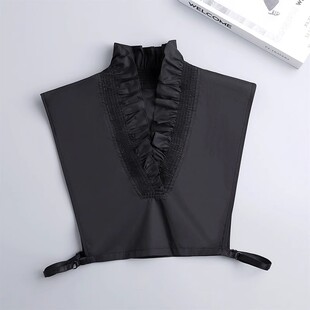 白v领荷叶边假领子女秋冬毛衣卫衣百搭打底蕾丝假衣领衬衫装饰领