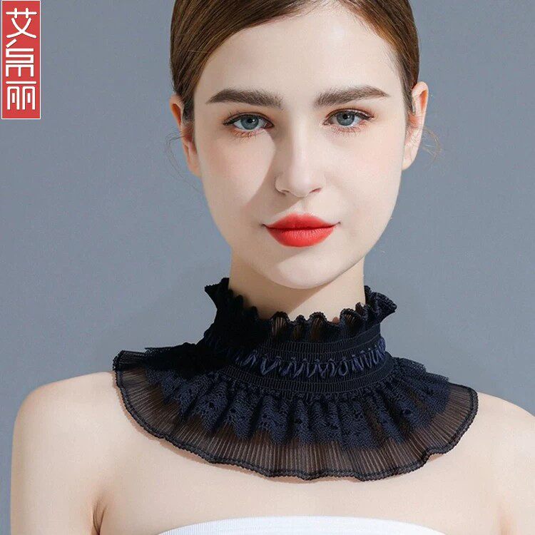 花边新款围脖春夏女衣领百搭神器围脖蕾丝高领脖套头中领假领子女