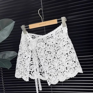 2025新款叠穿蕾丝屁帘女高级围裙下摆裙帘系带裙罩打底短裙半身裙