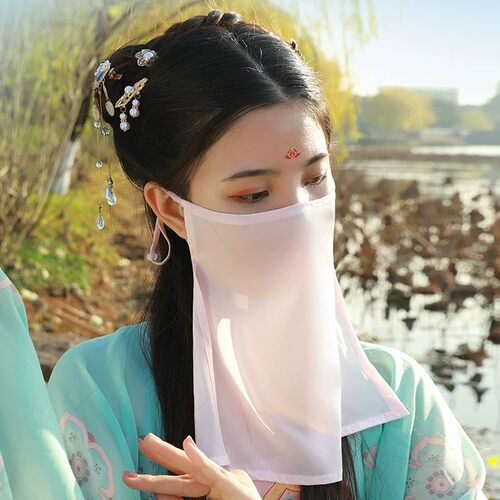 超仙遮阳蒙面雪纺纱巾女汉服古风面纱新款古装刺绣遮脸