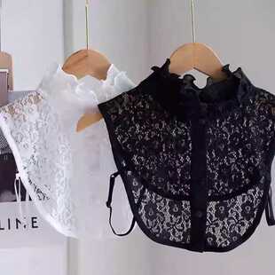 新款蕾丝假领子秋冬季百搭打底衣领黑色白色衬衫镂空内搭假领子女