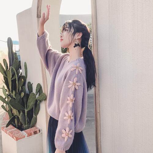 毛衣女宽松外穿慵懒风2024秋冬款加厚洋气外穿高档针织打底衫上衣