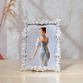 10寸婚纱照片定制礼物高级感 相框摆台创意金属珍珠6 精致欧式