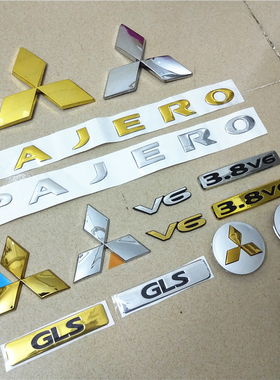 适用三菱PAJERO帕杰罗V93V97V87中网标GLS尾标V6后标配件金色银色