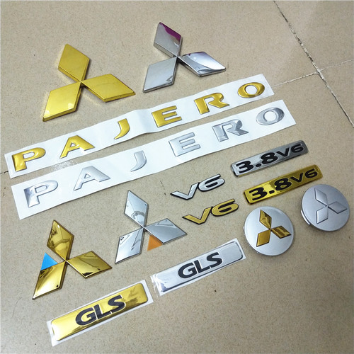 适用三菱PAJERO帕杰罗V93V97V87中网标GLS尾标V6后标配件金色银色