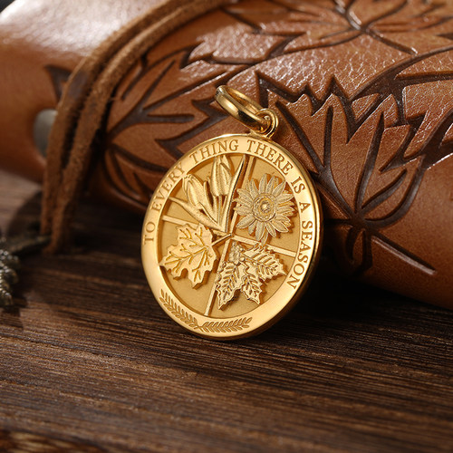 凡事皆有定期纯黄金吊坠足金项链