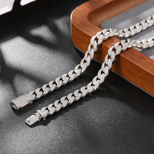 古巴链钻石手链 18K黄金双排镶满钻天然密钻潮牌男女士粗项链定制