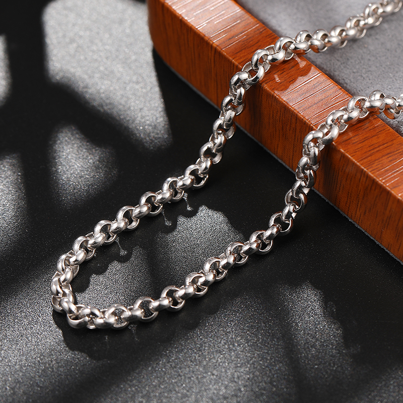 铂金PT950圆环链欧美时尚风范项链时尚潮男款粗长款单素珍珠链子