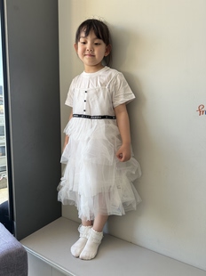 【特】B品牌女宝白色连衣裙，T裙网纱两件套，同款粉色黄色1566
