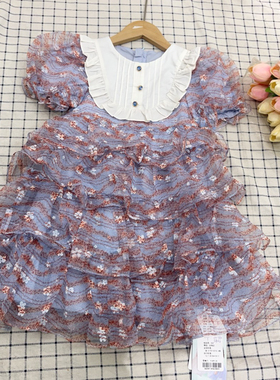 宝儿w紫色花连衣裙，蛋糕裙，1526