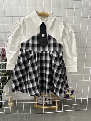 福利 维家小卡 黑白格拼接连衣裙 单里 748