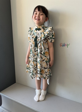 【特】B女宝绿色新中式连衣裙，棉布裙，0601