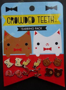 小耳钉女 迷你 简约 Loungefly  crowded teeth  耳钉套装组合女