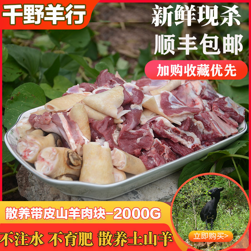 散养公山羊肉黑山羊肉新鲜带皮羊腿羊排羊蝎子羊腩2000g 顺丰包邮