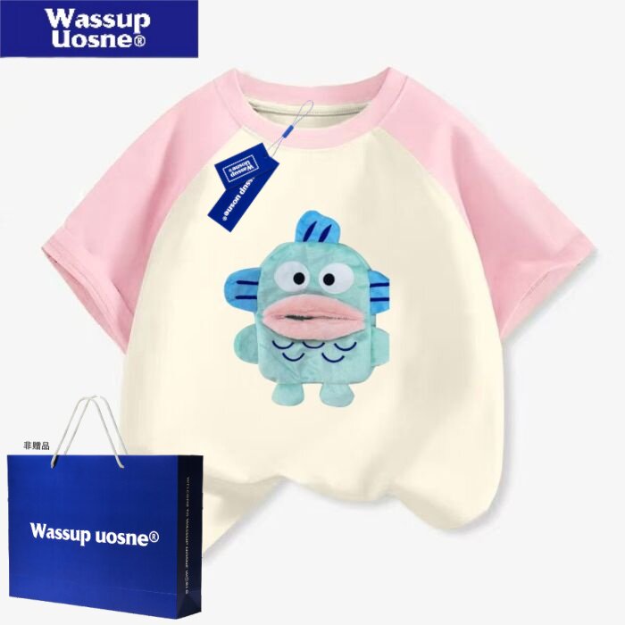 WASSUP男童夏季小丑鱼抽纸衣服能放纸巾的T恤搞怪随身带纸短袖衣