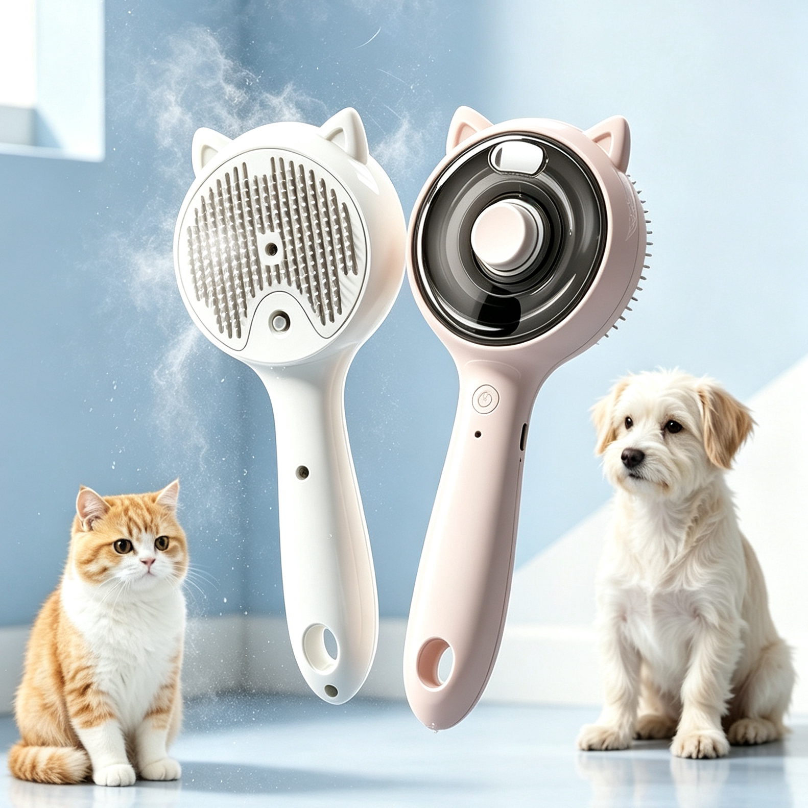 宠物喷雾梳子猫咪按摩防飞毛浮毛一键除毛狗狗造型梳毛器宠物用品