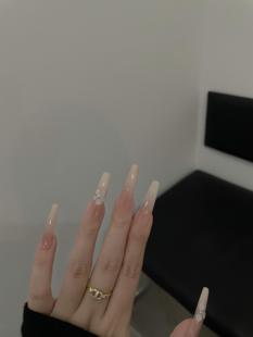 手工穿戴甲许我耀眼许妍同款 婚甲冰透裸色高级立体花朵可拆卸美甲