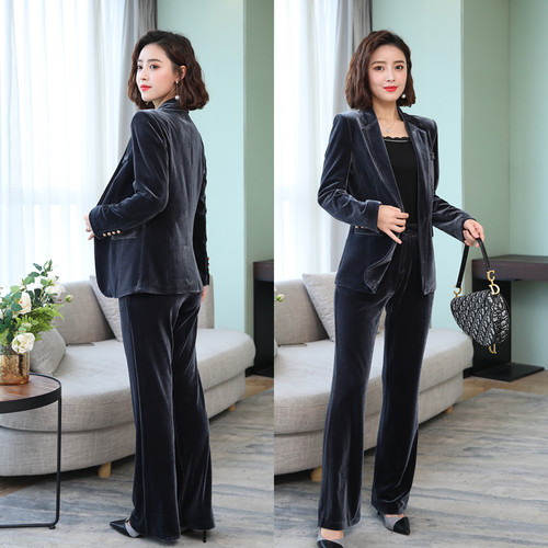 新款西服金丝绒春秋装显瘦外套