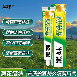 黑妹天然野菊花牙膏105g清新薄荷味助口气清新护龈牙膏家庭实惠装