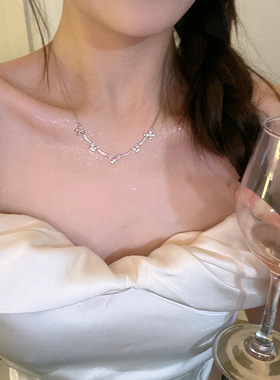 韩版精致锆石蝴蝶项链女轻奢气质名媛锁骨链ins冷淡风简约配饰品