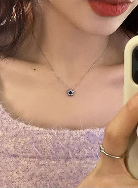 极简冷淡风金属花朵吊坠项链女韩国个性简约百搭气质颈链锁骨链