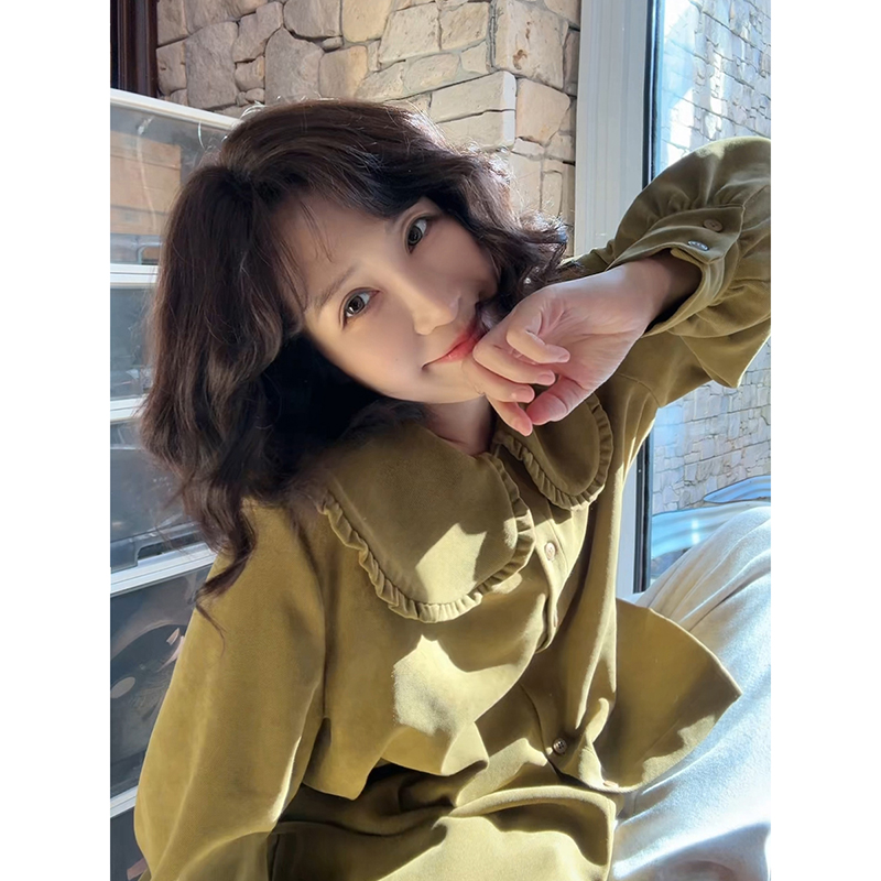 【浮光掠影】安妮森林复古娃娃领厚厚仙气衬衫冬亲肤温柔文艺上衣