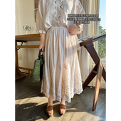 超仙重工立体浮雕满幅绣100棉艺术花边气质优雅A字半身裙安妮森林