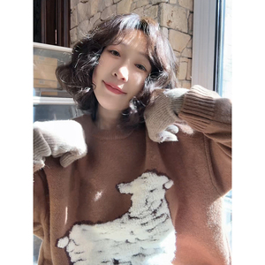 【软咩咩】安妮森林动物绒绒小羊羔毛衣冬小众亲肤宽松慵懒风上衣