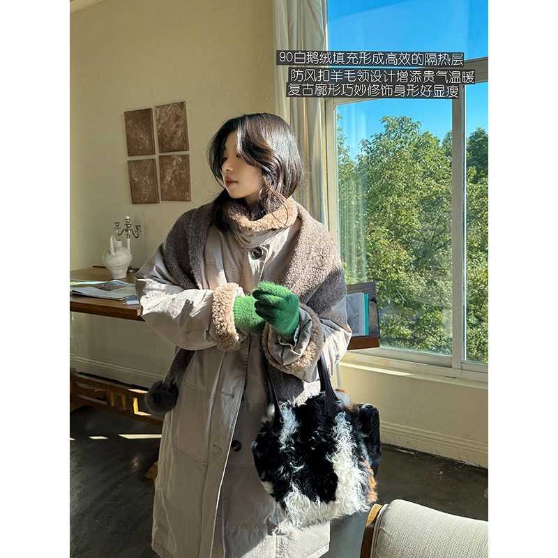 安妮森林复古宽松鹅绒羽绒服