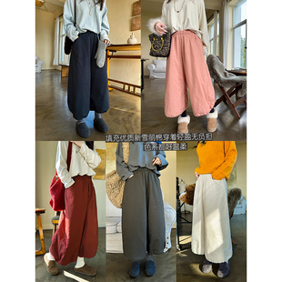 新雪丽棉加厚山本风松紧腰宽松防风保暖束脚灯笼阔腿裤冬安妮森林