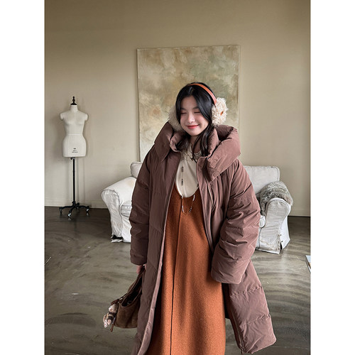 安妮森林防泼水静电白鹅绒羽绒服