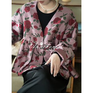 【末路狂花】安妮森林 复古设计师感优雅玫瑰花朵外套小众女上衣