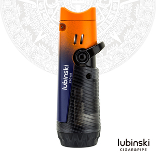 鲁宾斯基雪茄打火机双直冲聚火蓝焰大火力可充气点火器艾炙带烟托