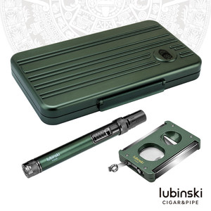 LUBINSKI雪茄工具套装5支装便携盒多功能剪刀单直冲火机高档礼盒