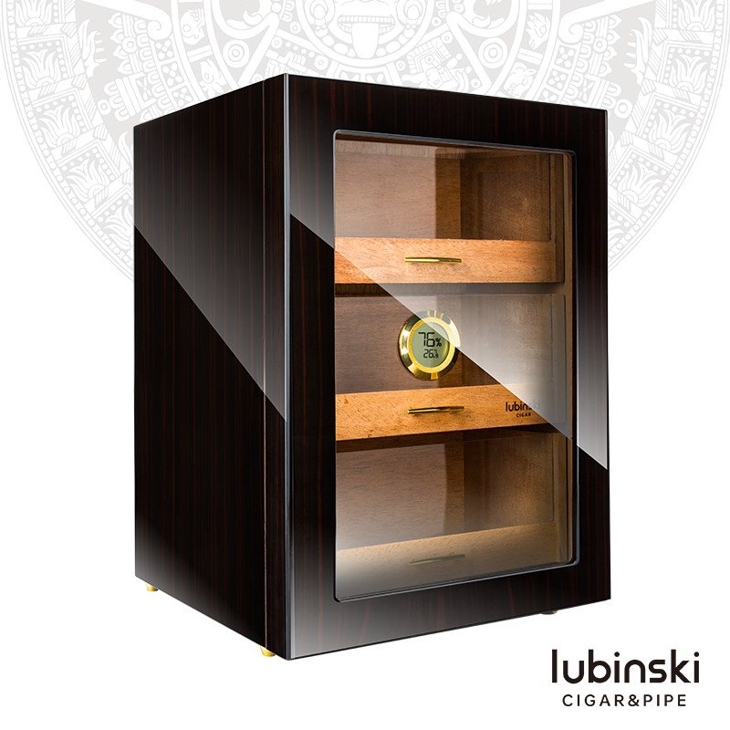 LUBINSKI雪茄保湿盒立式展示柜雪松木内衬醇化箱三层可视收纳烟盒