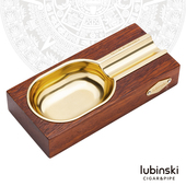 大烟槽设计烟灰缸套装 LUBINSKI雪茄烟灰缸 鸡翅木缸身实木烟灰缸