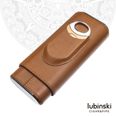 管 真皮雪松木内壁旅行保湿 LUBINSKI雪茄便携皮套三支装 带剪刀套装
