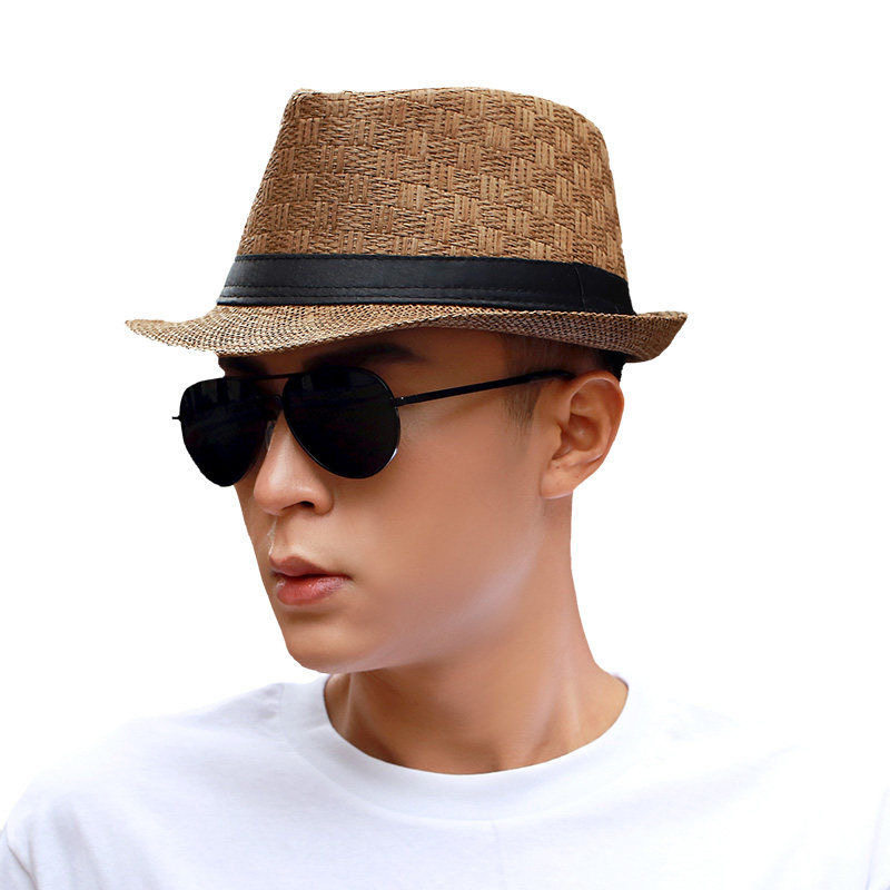 巴拿马草帽男款男士男式凉帽夏季草帽子小沿透气礼帽英伦男生夏天