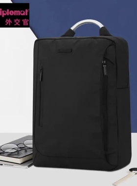 Diplomat外交官商务通勤休闲简约双肩电脑背包 14091L 黑色 15寸